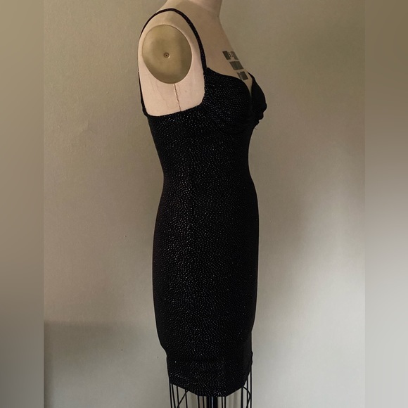 PEEP STRETCH MINI BLACK DRESS - Picture 3 of 14